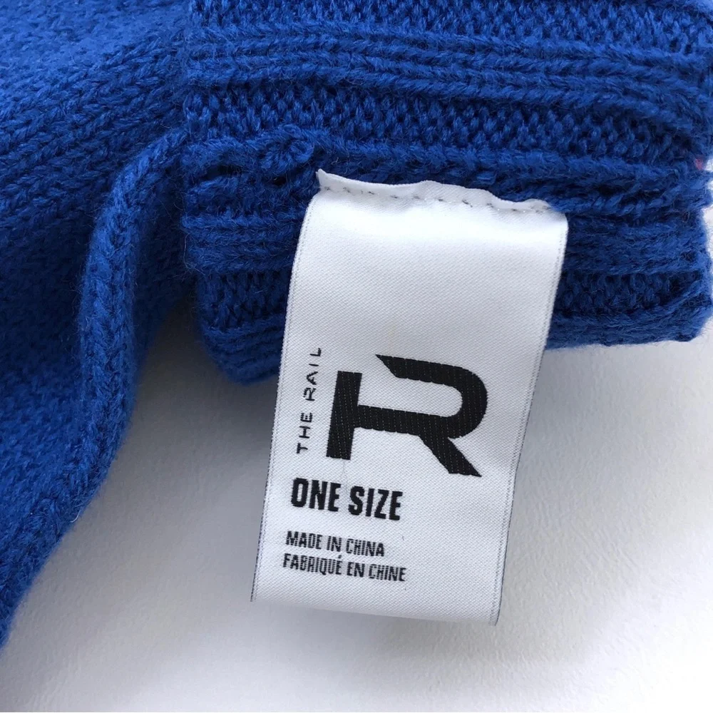 The Rail Blue Acrylic Knit Women’s Fingerless Ribbed Gloves New